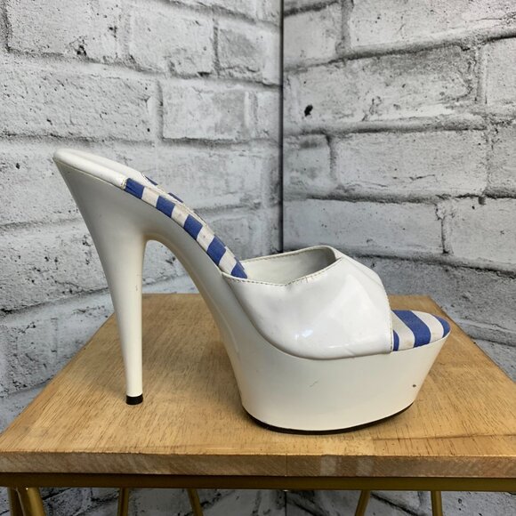 Highest Heel Collection Platform Sandal Faux Patent Leather Anchor Stiletto Pump - Picture 5 of 10